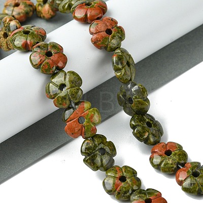 Natural Unakite Beads Strands G-H023-B02-01-1