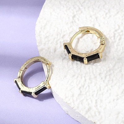 Brass Pave Cubic Zirconia Hoop Earrings EJEW-G471-09G-1