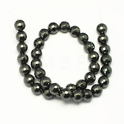 Non-magnetic Synthetic Hematite Beads Strands G-S084-6mm-1