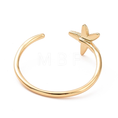 Rack Plating Brass Star Open Cuff Ring for Women RJEW-C029-04G-1