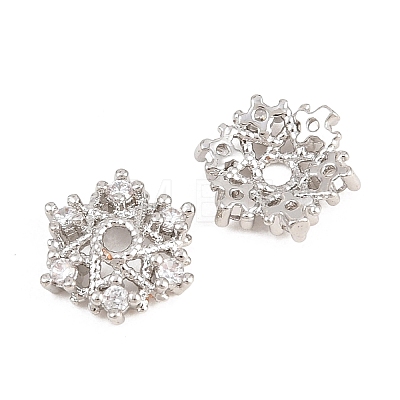 Christmas Brass Clear Cubic Zirconia Beads KK-B186-12P-1