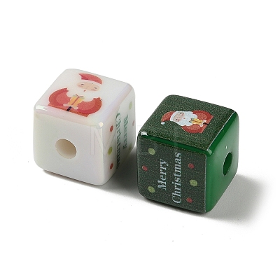 Christmas Printed Opaque Acrylic Beads OACR-D316-02B-1