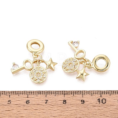 Brass Micro Pave Clear Cubic Zirconia European Dangle Charms KK-N287-33B-G-1
