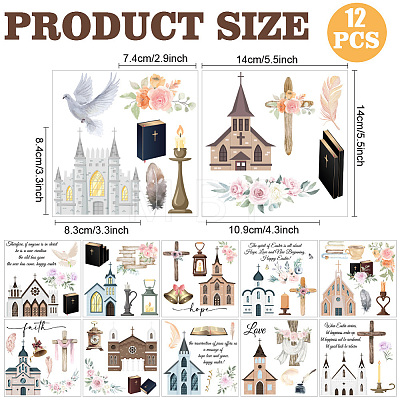 12 Sheets 12 Style PVC Stickers DIY-WH0570-001-1