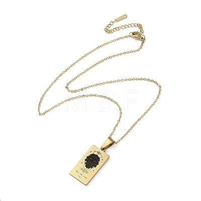 304 Stainless Steel Black Enamel Rectangle with Constellation Pendant Necklaces NJEW-I128-01F-1