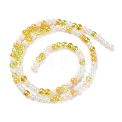 Transperant Electroplate Glass Beads Strands X-GLAA-P056-4mm-B01-1