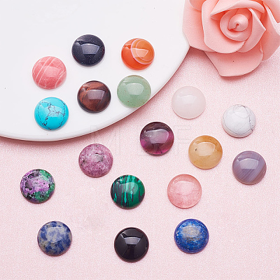 18 Kinds Natural & Synthetic Gemstone Cabochons G-PH0034-24-WH-1