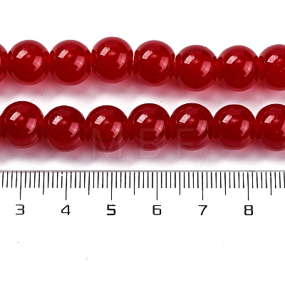 Imitation Jade Glass Round Beads Strands GLAA-A016-01F-1