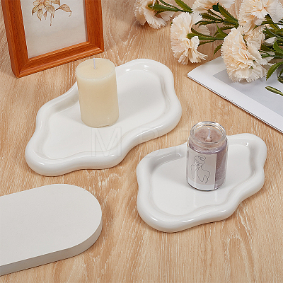 2Pcs 2 Styles Cloud Porcelain Jewelry Plate AJEW-GO0005-13-1