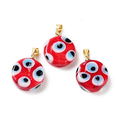 Handmade Evil Eye Lampwork Pendants LAMP-F030-01G-06-1