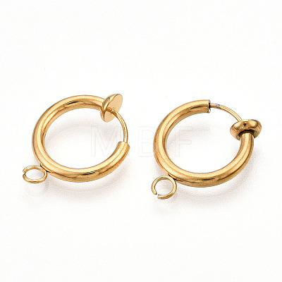 PVD Vacuum Plating 316 Surgical Stainless Steel Clip-on Hoop Earrings X-STAS-S101-13mm-01G-1
