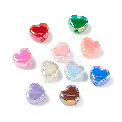 UV Plating Rainbow Iridescent Acrylic Beads OACR-H015-10-1