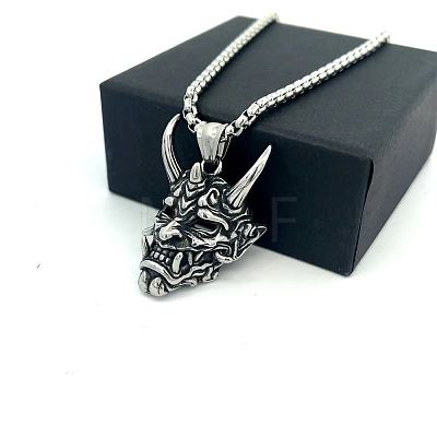Vintage 304 Stainless Steel 3D Devil Mask Pendant Necklaces for Men AL8165-1