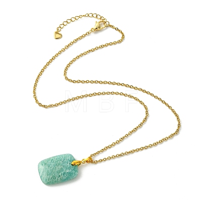 Natural Amazonite Rectangle Pendant 304 Stainless Steel Cable Chain Necklaces NJEW-JN06210-03-1
