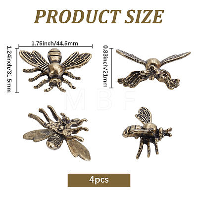 4Pcs Alloy Bees Display Decorations DJEW-SP0001-36-1