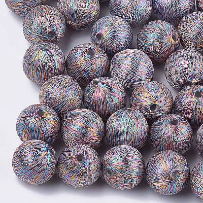 Polyester Thread Fabric Covered Beads X-WOVE-T009-16mm-02-1