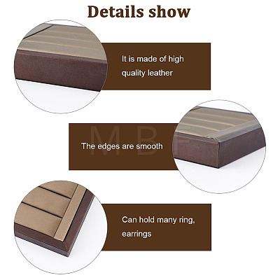 3-Slot Brushed PU Leather Covered Wood Finger Ring Display Trays ODIS-WH0034-10-1