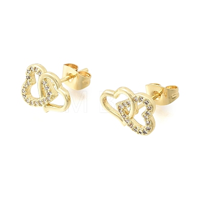 Brass Micro Pave Cubic Zirconia Stud Earrings KK-CBA5B62-01A-G-1