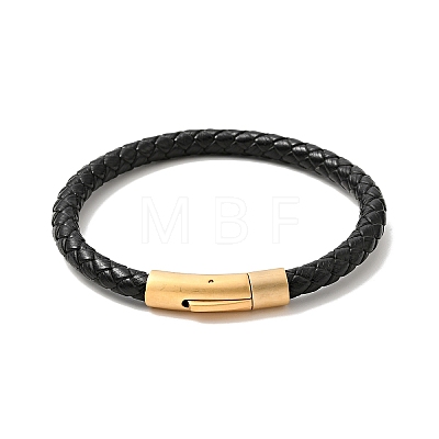 Leather Braided Cord Bracelet with 304 Stainless Steel Clasp for Men Women BJEW-C021-15-1
