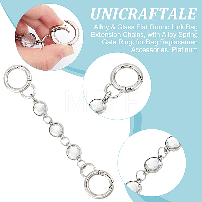 2Pcs Alloy & Glass Flat Round Link Bag Extension Chains FIND-UN00019-1