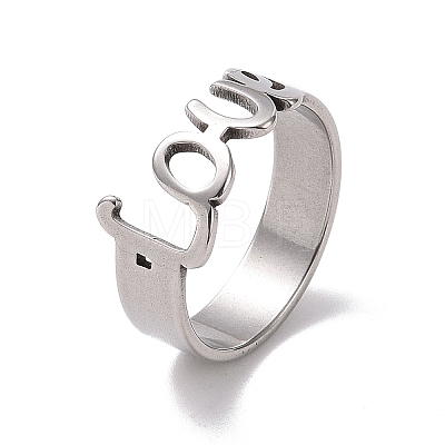 Non-Tarnish 201 Stainless Steel Word Love Finger Ring RJEW-J051-44P-1