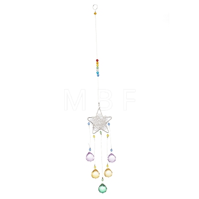 Star Iron Colorful Chandelier Decor Hanging Prism Ornaments HJEW-P012-03P-1