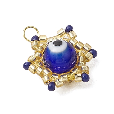 Beaded Star Eye Charms PALLOY-MZ00575-04-1