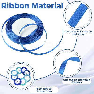 8Rolls 4 Colors Single Face Satin Ribbon OCOR-FS0001-10B-1