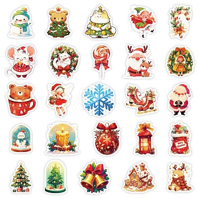 50Pcs Christmas Theme Cartoon Paper Stickers DIY-P085-08-1