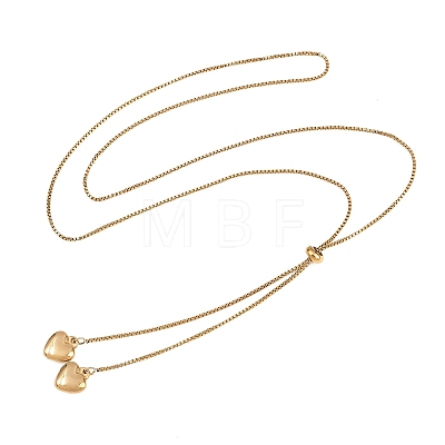 Adjustable 304 Stainless Steel Heart Tassel Box Chain Lariat Necklaces for Women SA-D001-03G-1