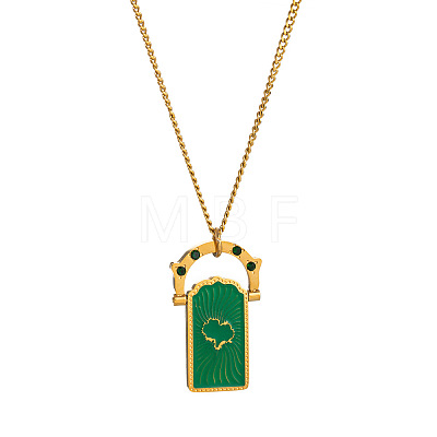 Rotating 304 Stainless Steel Enamel Tarot Card Pendant Necklaces with Rhinestone FS-WG0CC16-04-1