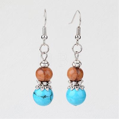 Natural or Synthetic Natural & Synthetic Mixed Stone Dangle Earrings EJEW-JE02106-1