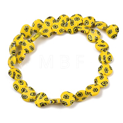 Handmade Millefiori Glass Heart Bead Strands LK-P017-13-1