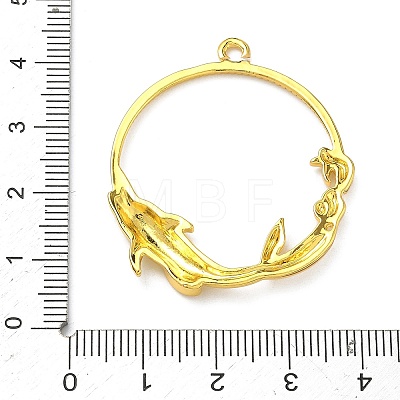 Ocean Theme Alloy Open Back Bezel Pendants PALLOY-F321-03D-G-1