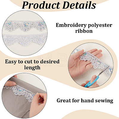 10 Yards Sparkle Polyamide Wavy Flower Lace Trim OCOR-WH20022-023B-1