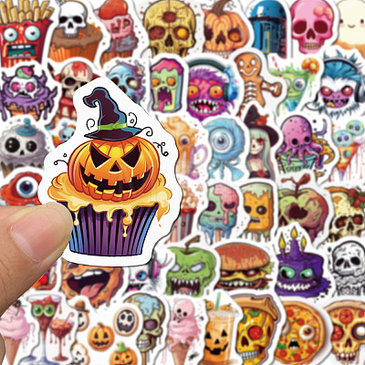 50Pcs Halloween PVC Self-Adhesive Stickers STIC-PW0013-009-1