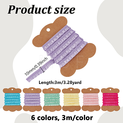 6 Colors Polyamide Pleated Elastic Lace Trim EW-FG0001-04-1