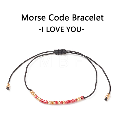 Morse Code I LOVE YOU Bracelets BJEW-JB08949-01-1