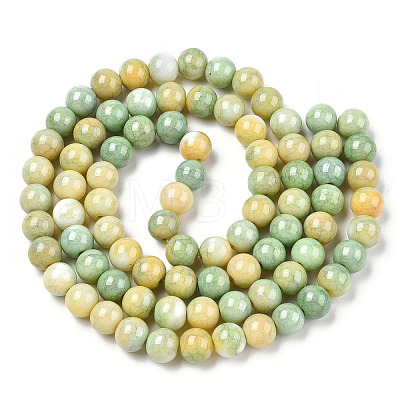 Opaque Crackle Glass Round Beads Strands GLAA-T031-10mm-01S-1