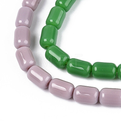 Opaque Solid Color Glass Beads Strands GLAA-N058-4x6mm-B01-1
