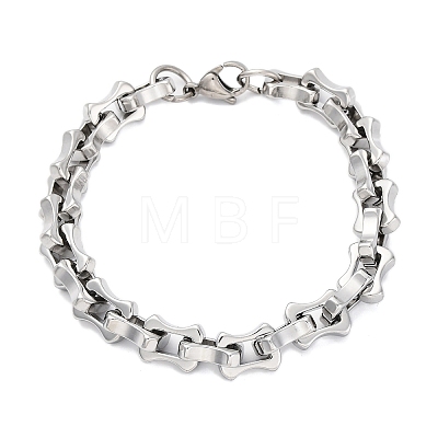 304 Stainless Steel Rectangle Link Chain Bracelets for Women Men BJEW-R018-20P-1