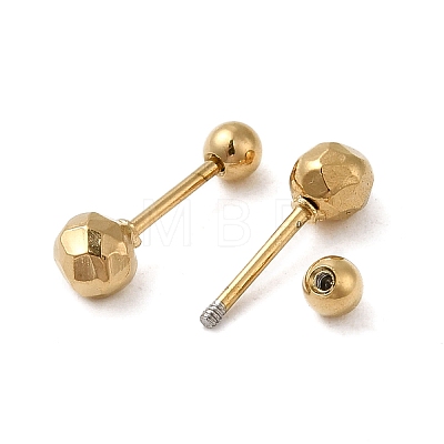 304 Stainless Steel Faceted Ball Stud Earrings for Women EJEW-Q781-17G-1