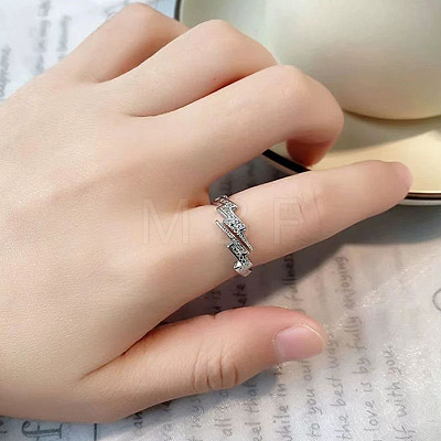 Lightning Bolt Alloy with Crystal Rhinestone Cuff Rings FS-WG55571-01-1