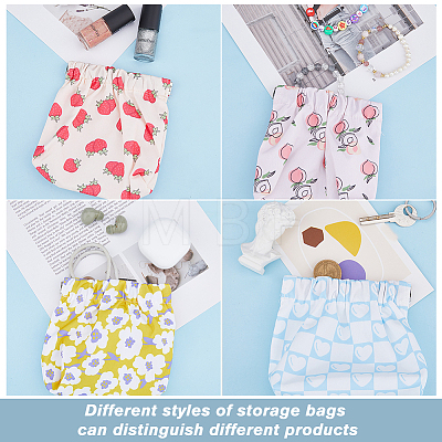 HOBBIESAY 5pcs 5 style Flower/Peach Pattern Cloth Women's Mini Cosmetics Storage Bags ABAG-HY0001-11-1