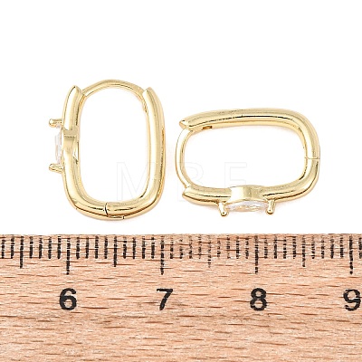 Oval Brass Micro Pave Clear Cubic Zirconia Hoop Earrings EJEW-H178-14G-1
