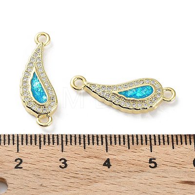 Rack Plating Brass Micro Pave Clear Cubic Zirconia Connector Charms KK-C041-30G-1