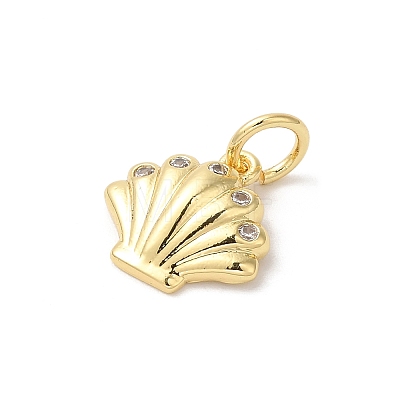 Rack Plating Brass Clear Cubic Zirconia Charms KK-Z056-28G-1