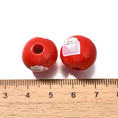 Valentine's Day Element Printed Wood Beads WOOD-R002-01-18-1