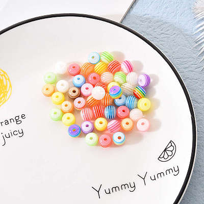 50Pcs Transparent Stripe Resin Beads RESI-YW0001-02B-1