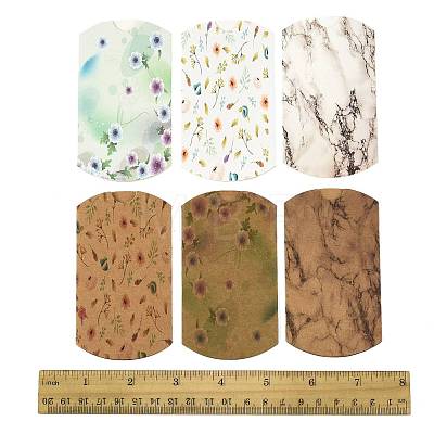 30Pcs 6 Styles Printed Paper Pillow Gift Boxes CON-FS0001-20-1